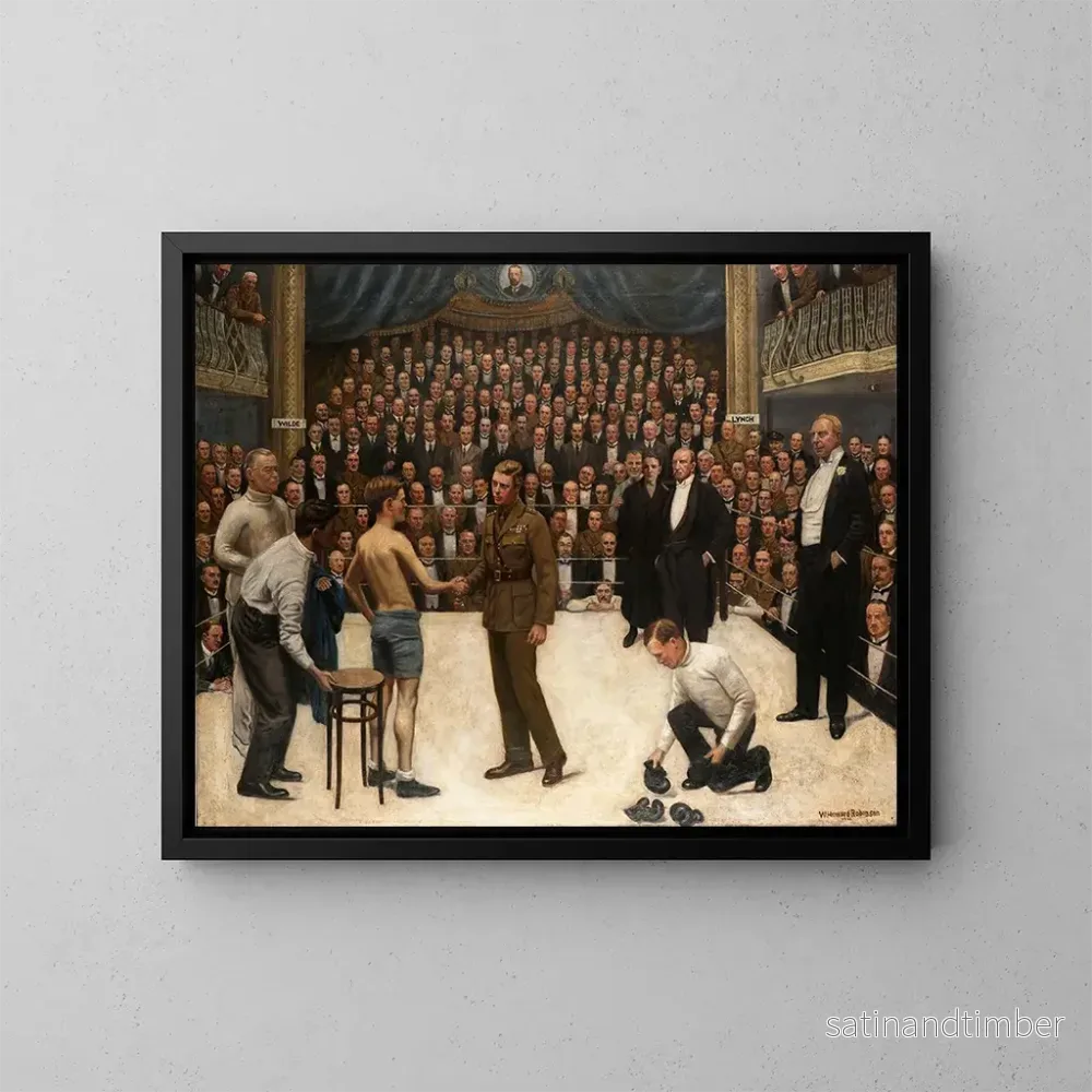 Reproduktion av målningen En walesisk seger vid National Sporting Club – William Howard Robinson Reproduktion av målningen En walesisk seger vid National Sporting Club – William Howard Robinson