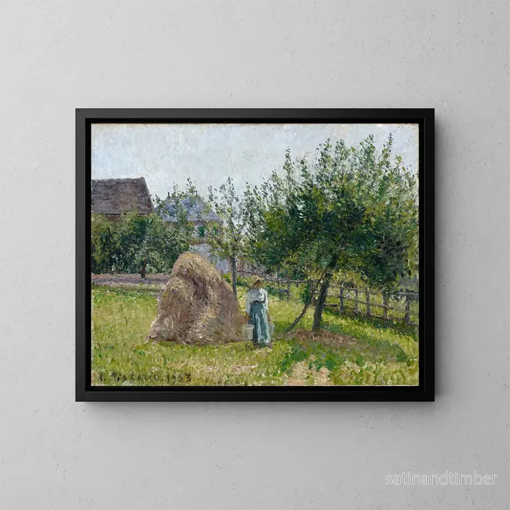 Reproduktion av målningen Pommiers à Éragny, morgonsoligt - Camille Pissarro