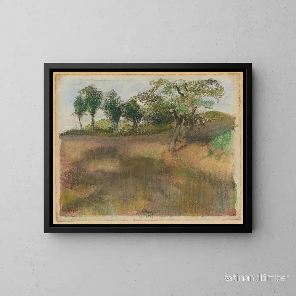 Reproduktion av målningen Champ labouré bordé d'arbres - Edgar Degas