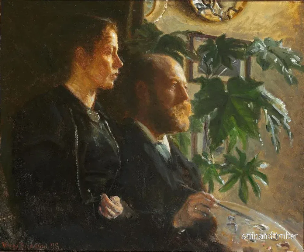 Reproduktion av målningen Självporträtt med palett i handen och maka Martha - Johansen Viggo - Bild 2