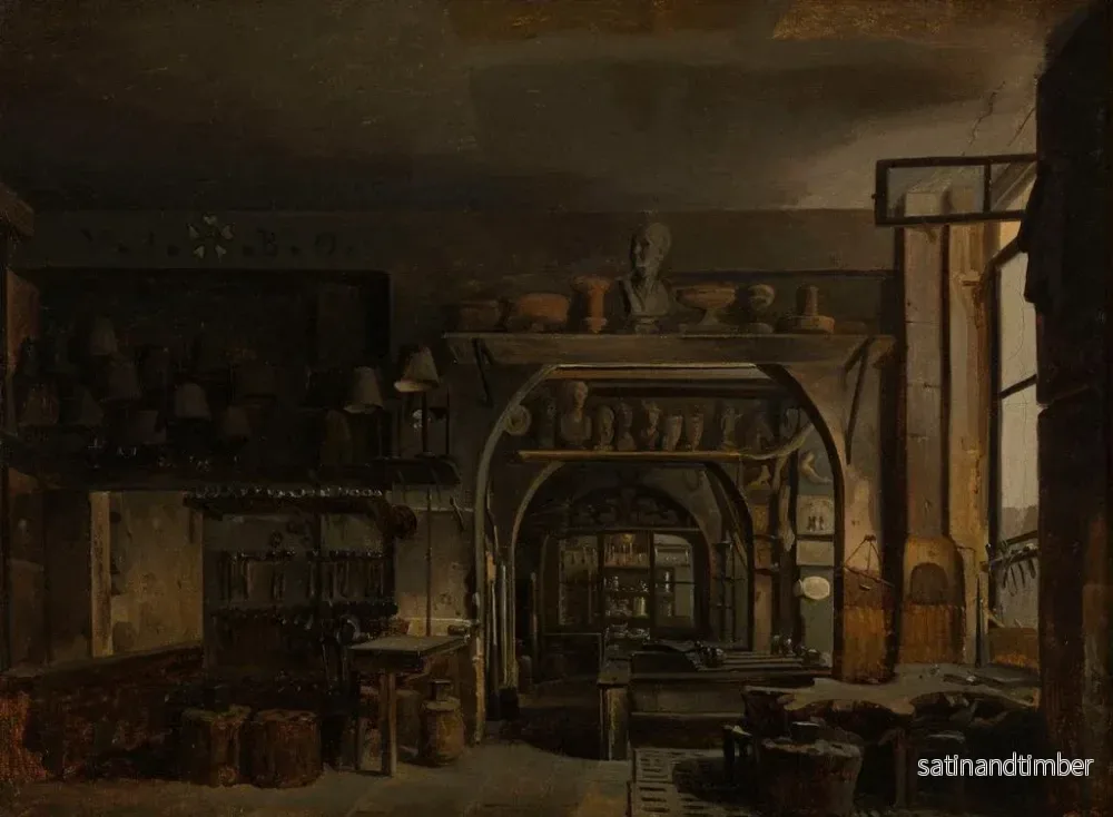 Reproduktion av målningen L'atelier de silversmed Odiot 1763-1850 rue Saint-Honoré - François Barthélemy Augustin Desmoulins - Bild 2