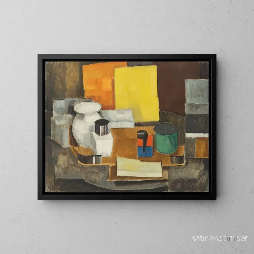 Reproduktion av målningen av stilleben med gul kvadrat - Roger de La Fresnaye