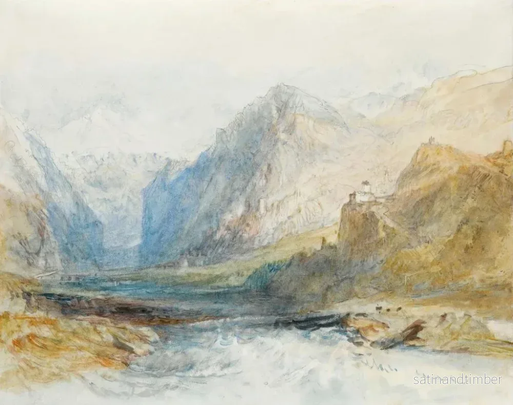 Reproduktion av målningen La vallée de Domleschg vue vers le nord vers le gouffre de Rothenbrunnen - Joseph Mallord William Turner - Bild 2