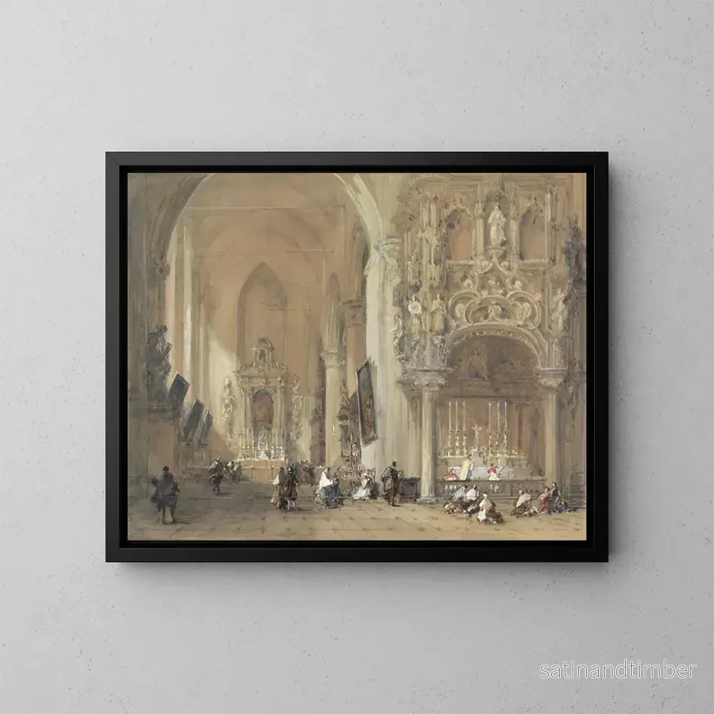 Reproduktion av målningen av L'église de Dixmude, Flandre-Occidentale - David Roberts