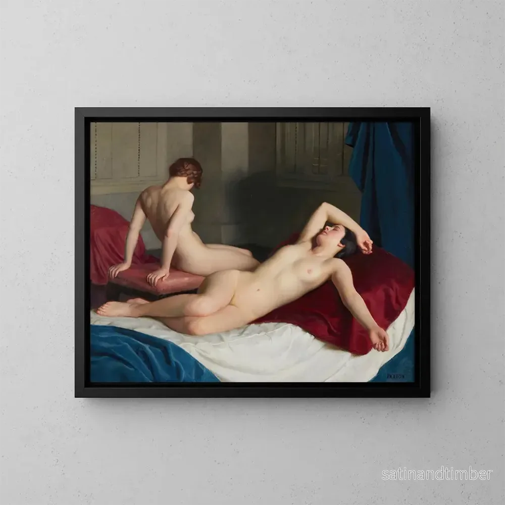 Reproduktion av målningen inomhus med två nakna - William McGregor Paxton