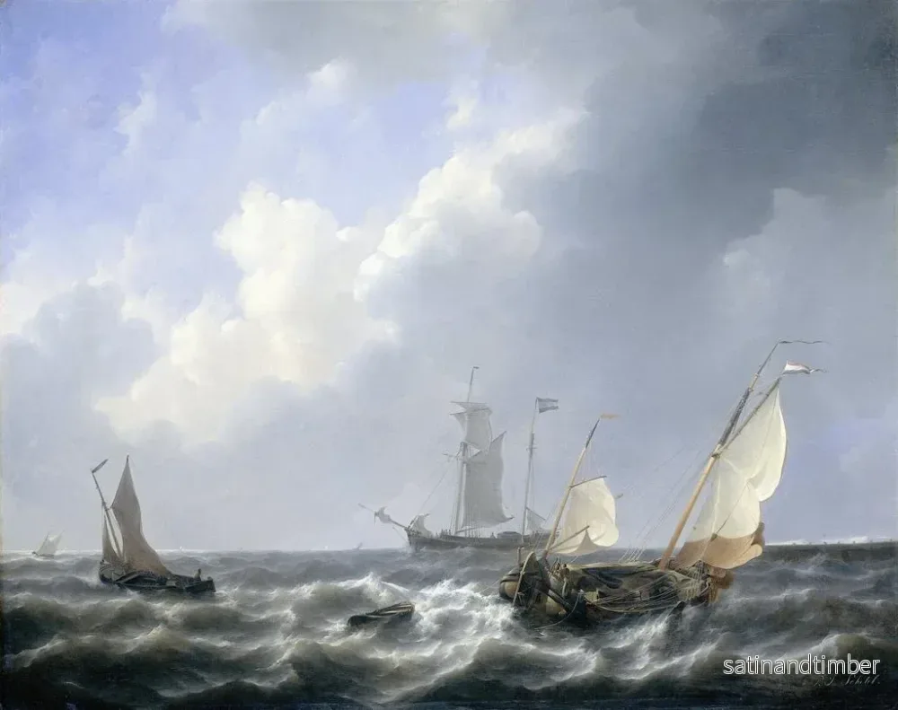 Reproduktion av målningen Marine des eaux de Zélande près de l'île de Schouwen - Petrus Johannes Schotel - Bild 2