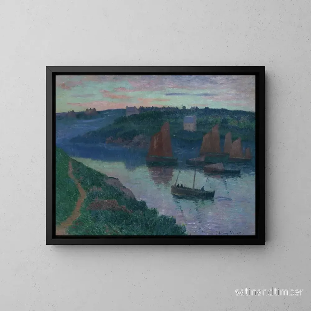 Reproduktion av målningen av fiskebåtar i Bretagne – Henry Moret Reproduktion av målningen av fiskebåtar i Bretagne – Henry Moret
