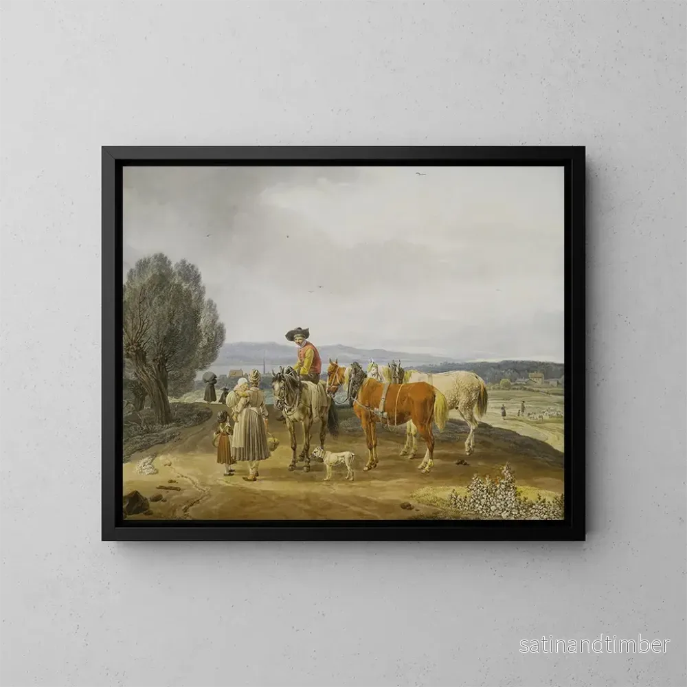 Reproduktion av målningen Rencontre sur la route de campagne - Wilhelm von Kobell