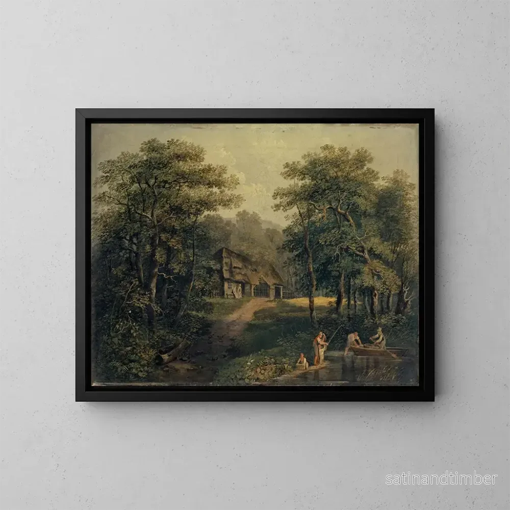 Reproduktion av målningen Ferme au bord de l'eau - Conrad Gessner