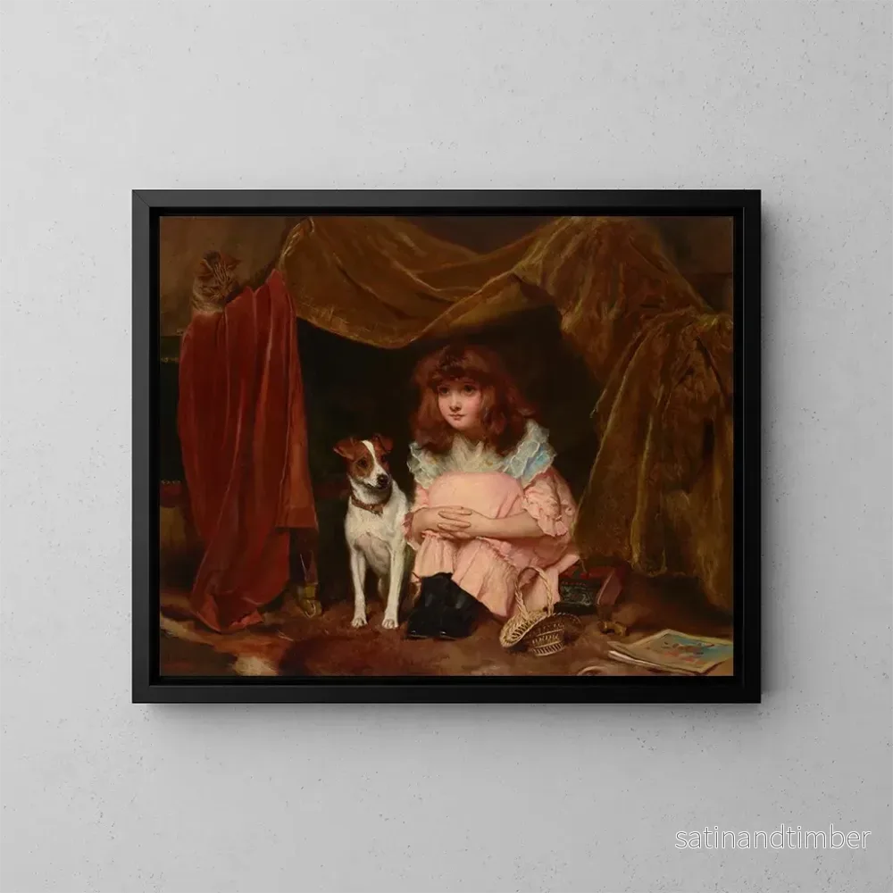 Reproduktion av målningen En trästuga - Charles Burton Barber