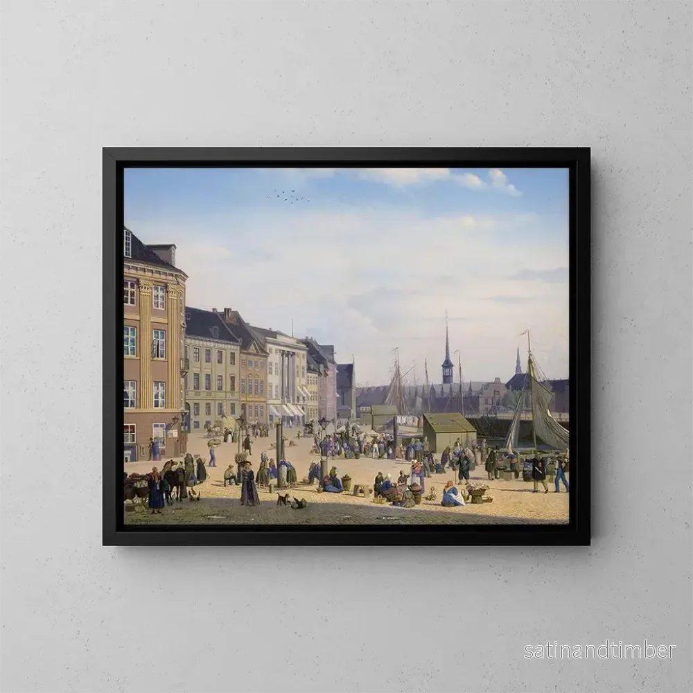 Reproduktion av målningen Place Hjbro, un marché à Copenhague - Sally Henriques
