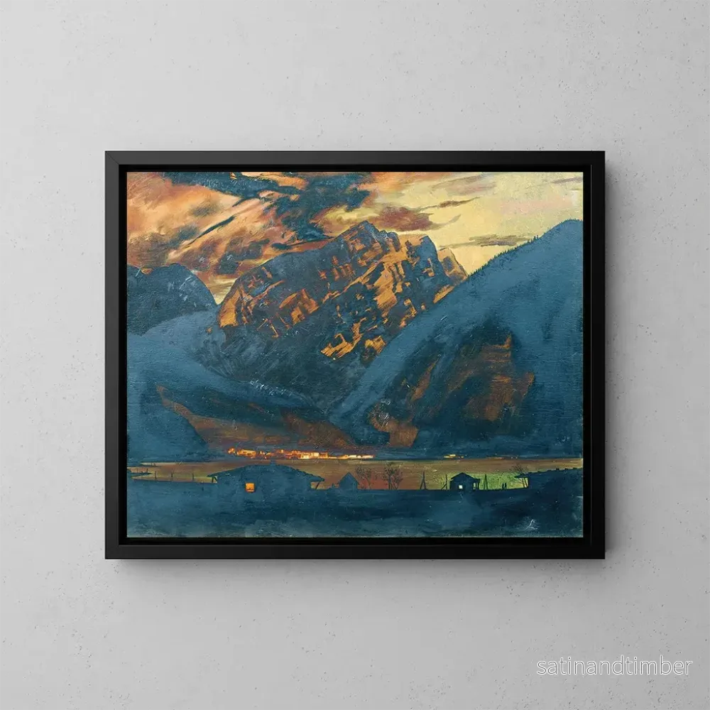Reproduktion av målningen Zell am See på natten - Klemens Brosch