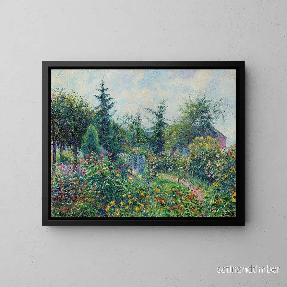 Reproduktion av målningen av trädgård och hönshus i Les Damps - Camille Pissarro