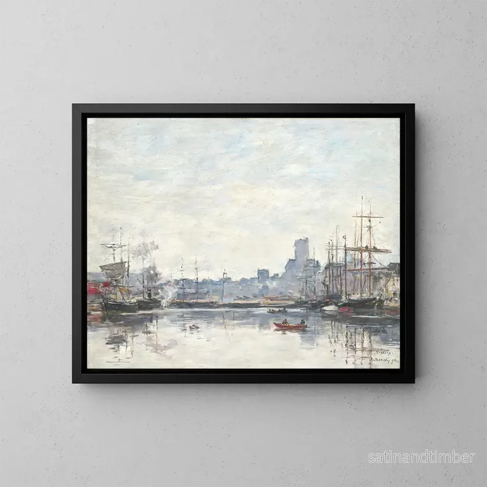 Reproduktion av målningen Le Port par temps de brouillard - Eugène Boudin