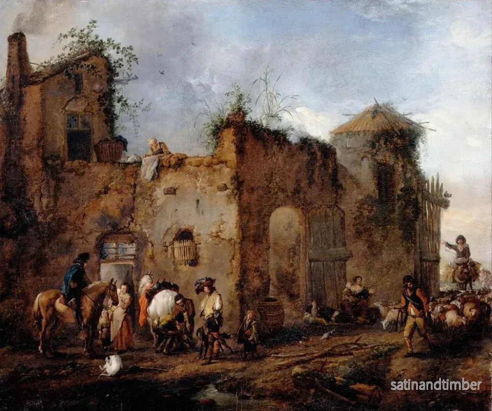 Reproduktion av målningen Innergård med en smed som skodder en häst - Philips Wouwerman - Bild 2