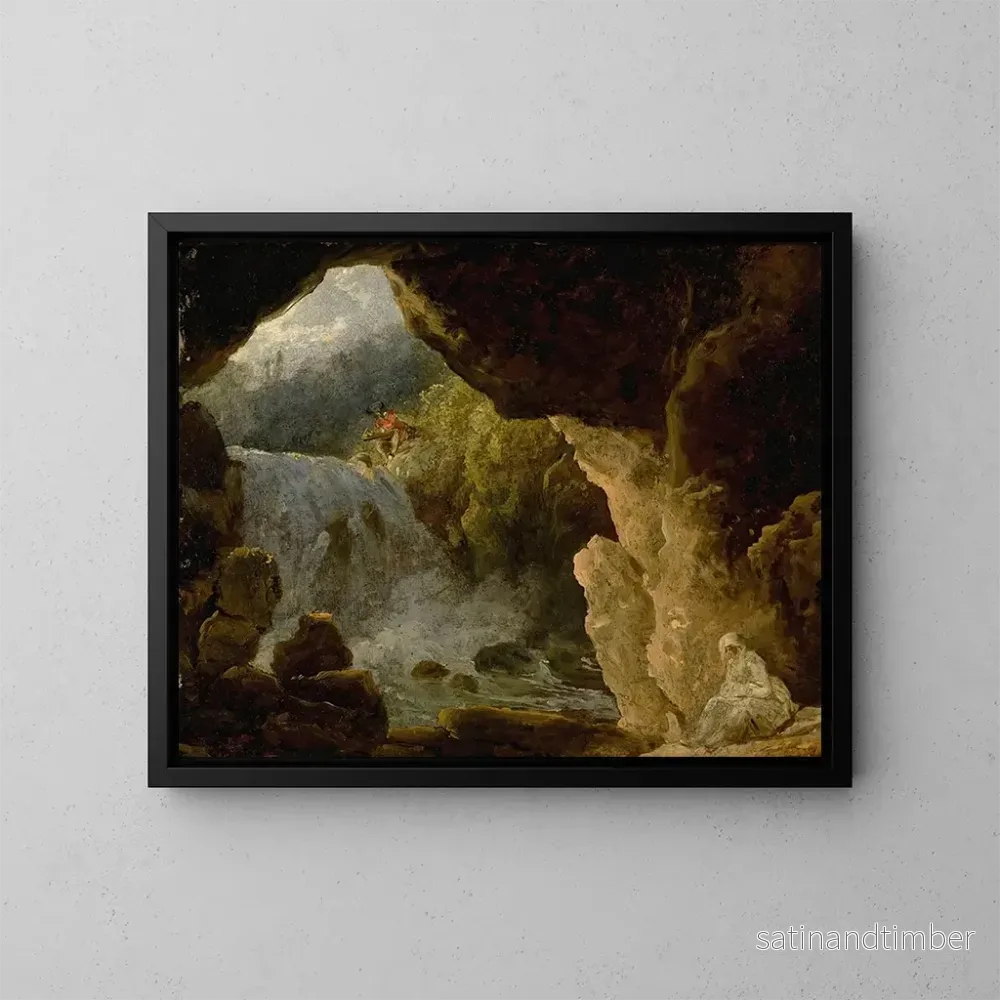 Reproduktion av målningen La grotte de Neptune à Tivoli - Ecole Française