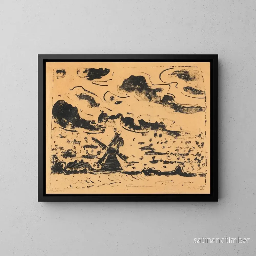 Reproduktion av målningen av ett väderkvarn nära Burg på Fehmarn - Ernst Ludwig Kirchner