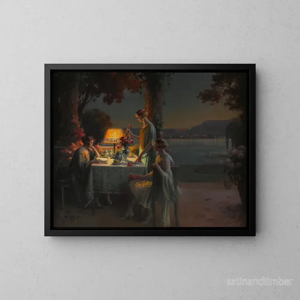 Reproduktion av målningen unga kvinnor vid sjöns kant - Delphin Enjolras