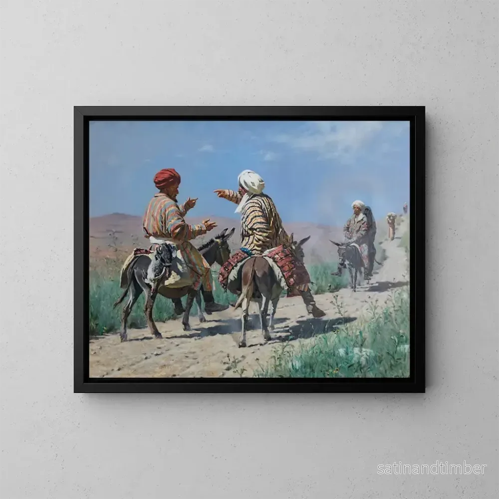 Reproduktion av målningen Mollahs som går till bazaren - Vasily Vereshchagin