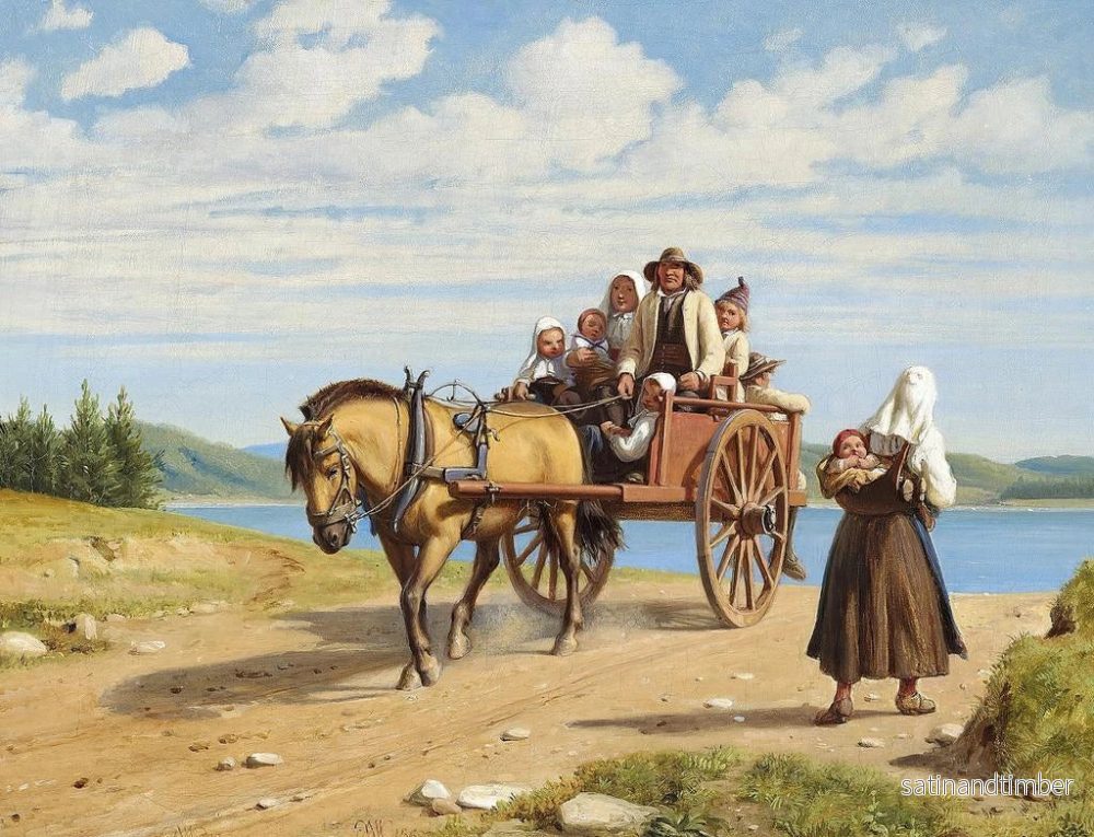 Reproduktion av målningen Parti de Leksand med dalécarliens på söndagsexkursion i hästdragna vagnar - Wilhelm Marstrand - Bild 2