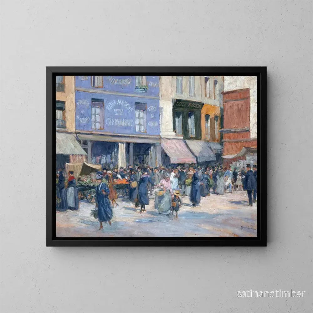 Reproduktion av målningen La rue Mouffetard - Henri Achille Zo