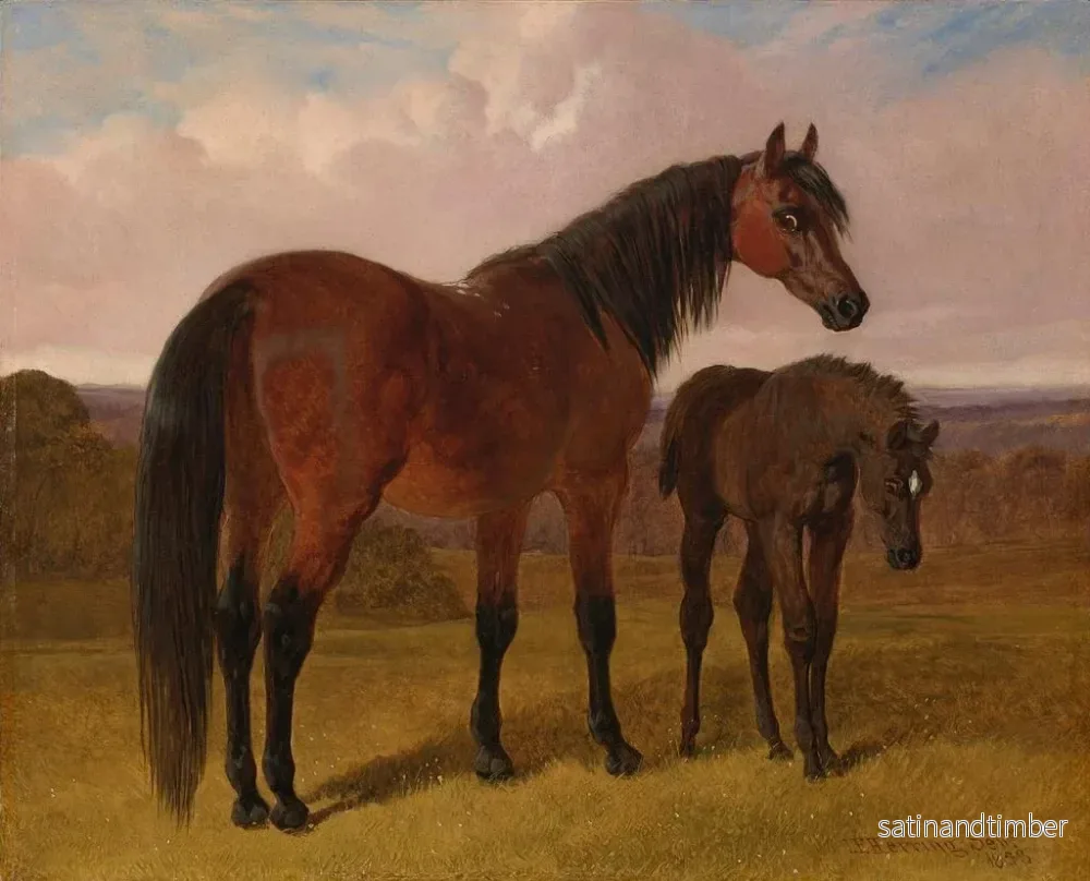 Reproduktion av målningen En häst och hennes föl i ett landskap - John Frederick Herring den äldre - Bild 2