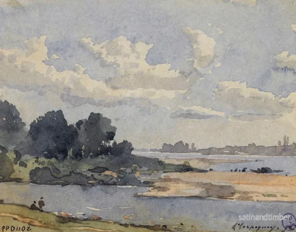 Reproduktion av målningen Bords de rivière - Henri-Joseph Harpignies - Bild 2
