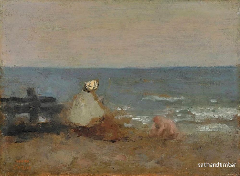 Reproduktion av målningen av kvinna och barn vid havet i Étretat - Jean-Baptiste-Camille Corot - Bild 2