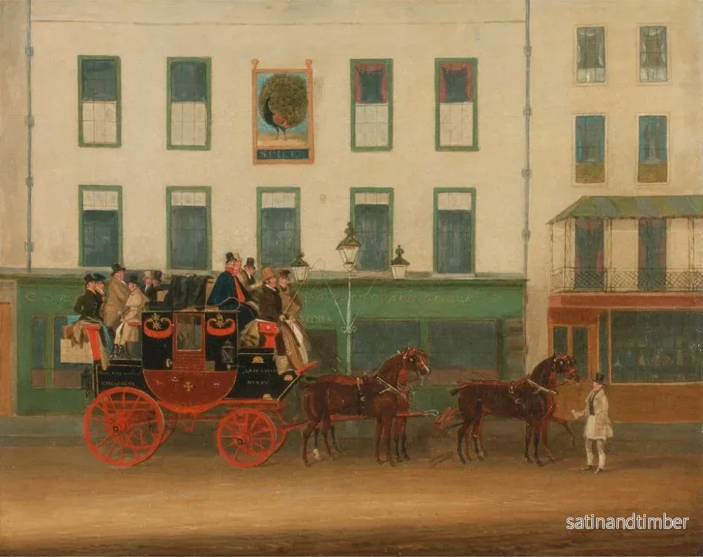 Reproduktion av målningen Le carrosse de Londres à Manchester, le Peveril of the Peak, devant l'auberge Peacock à Islington - James Pollard - Bild 2