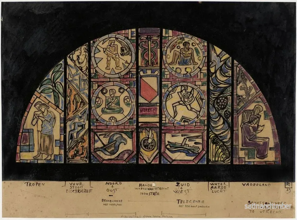 Reproduktion av målningen av glasmålning för postkontoret i Utrecht - Richard Nicolas Roland Holst - Bild 2