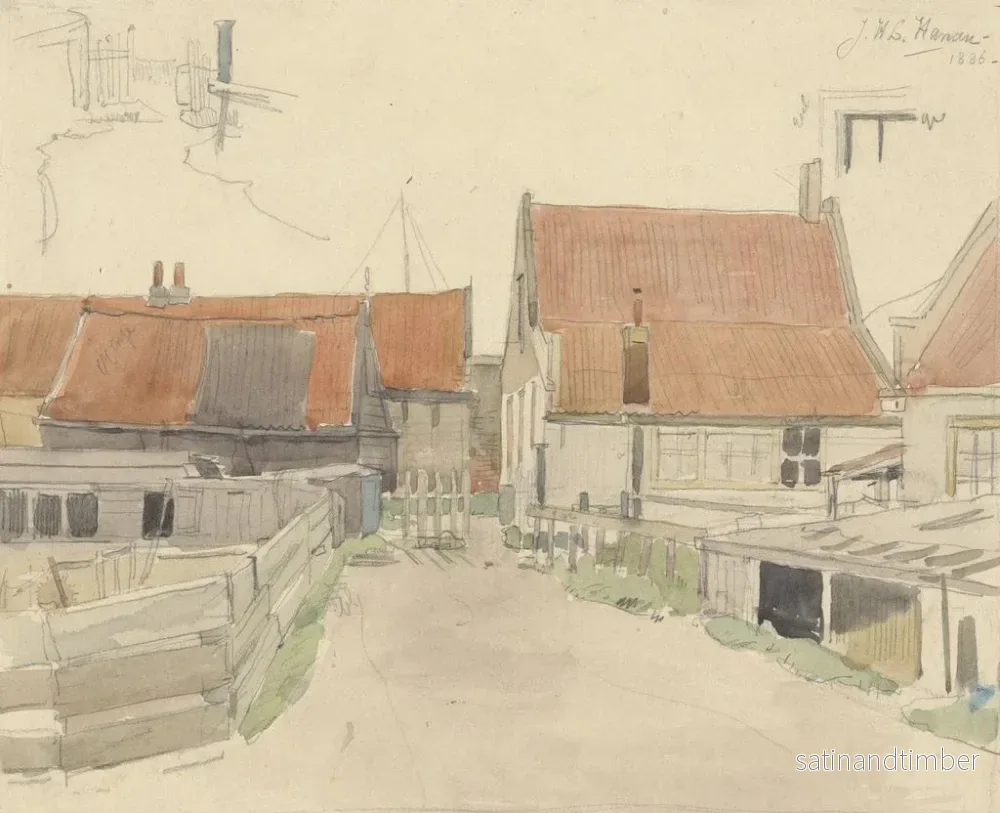 Reproduktion av målningen Hus i Vinkenbuurt-kvarteret i Amsterdam - Jan H.L. Hanau - Bild 2