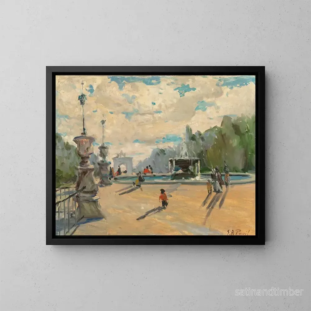 Reproduktion av målningen Place du Carrousel, Paris - Élie Anatole Pavil
