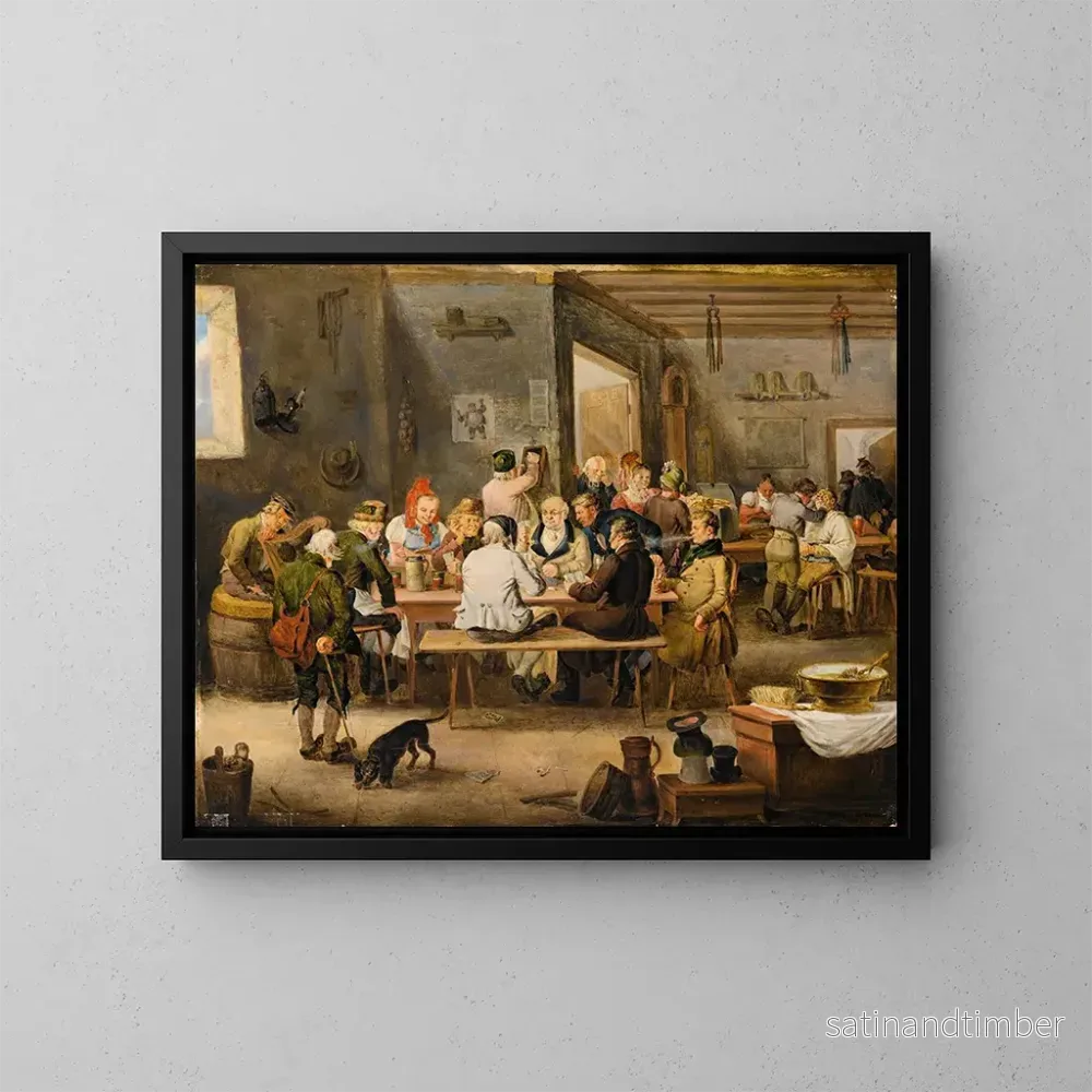 Reproduktion av målningen Scène de taverne - Johann Baptist Pflug