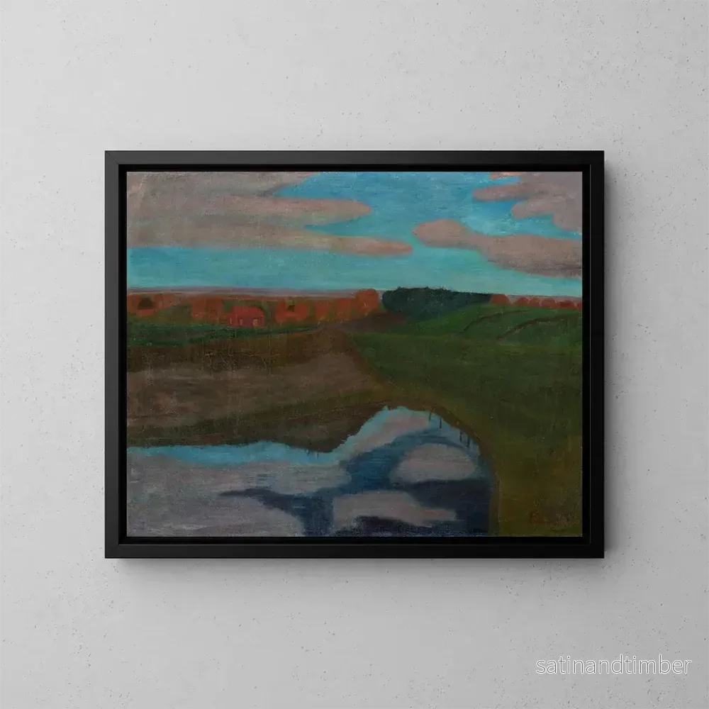 Reproduktion av målningen Landskapsbild av höst vid Weyerberg med tempel - Paula Modersohn-Becker