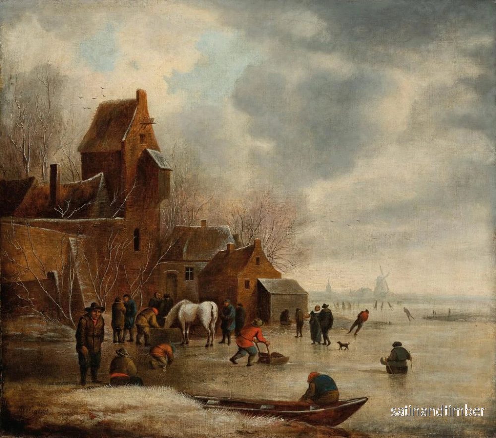 Reproduktion av målningen av vinterlandskap med skridskoåkare - Nicolaes Molenaer - Bild 2