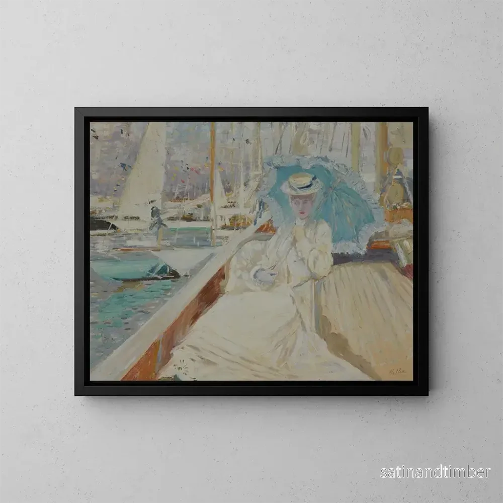 Reproduktion av målningen En bateau - Paul César Helleu