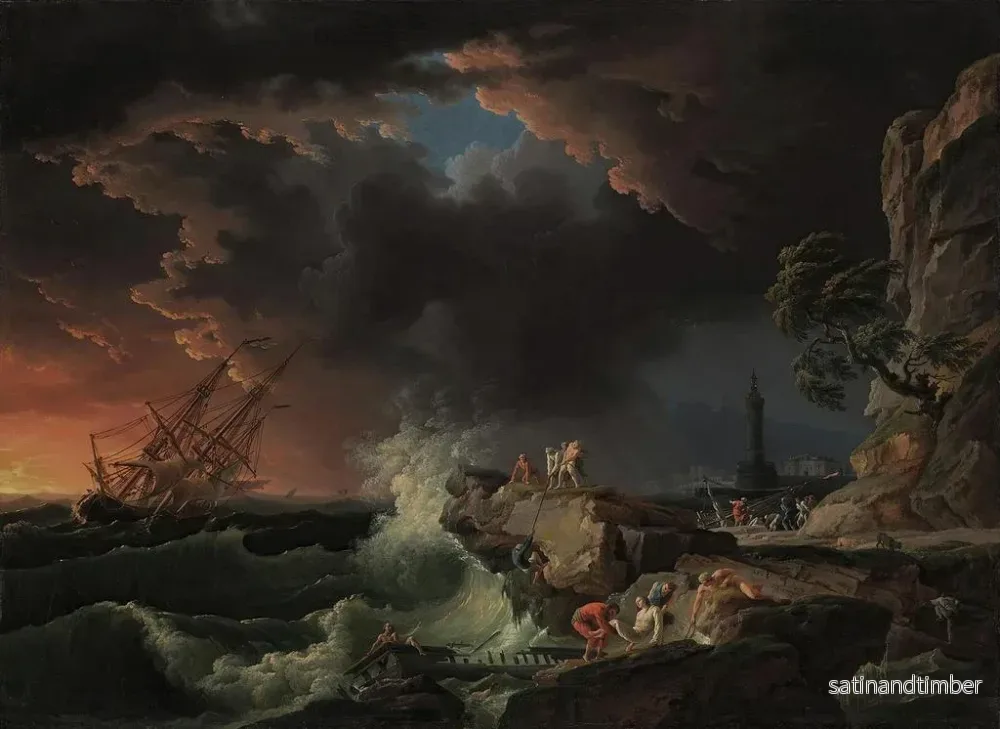 Reproduktion av målningen En skeppsbrott med figurer som landstiger - Claude-Joseph Vernet - Bild 2