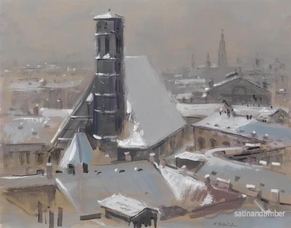 Reproduktion av målningen Vy över taken i Wien och Minoritkyrkan - Heinrich Schröder - Bild 2