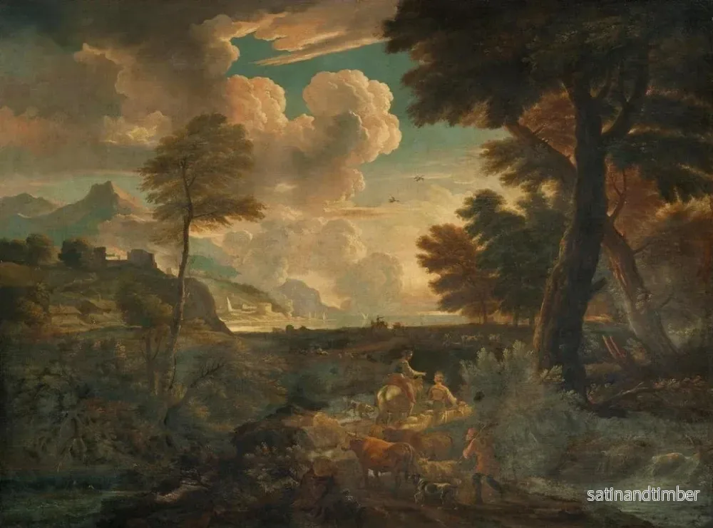Reproduktion av målningen av ett italienskt landskap med herdar - Pieter Mulier den äldre - Bild 2