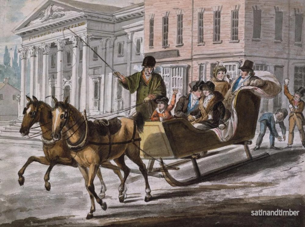 Reproduktion av målningen av vinterscen i Philadelphia, USA:s bank i bakgrunden - John Lewis Krimmel - Bild 2