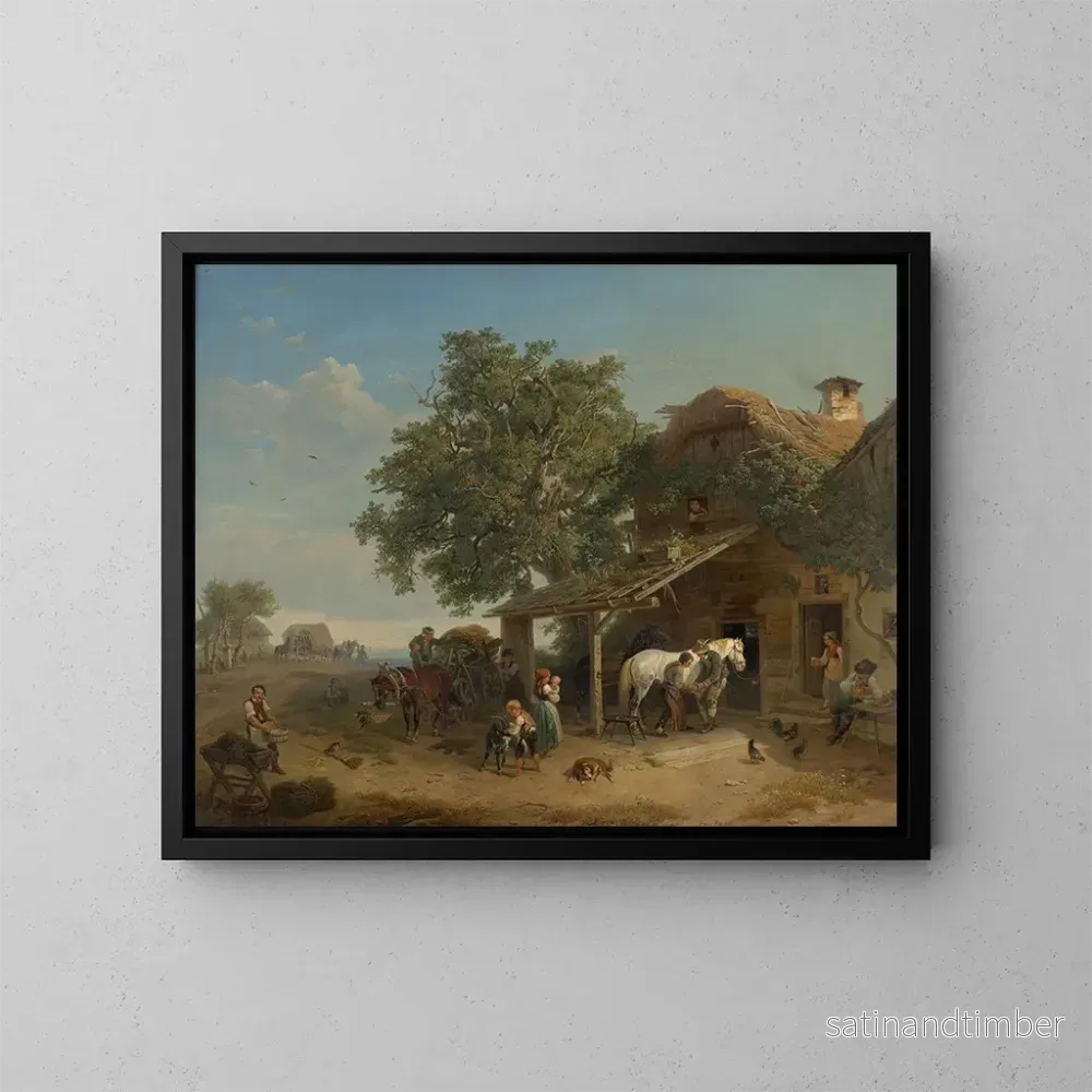 Reproduktion av målningen La forge du village - Franz Reinhold