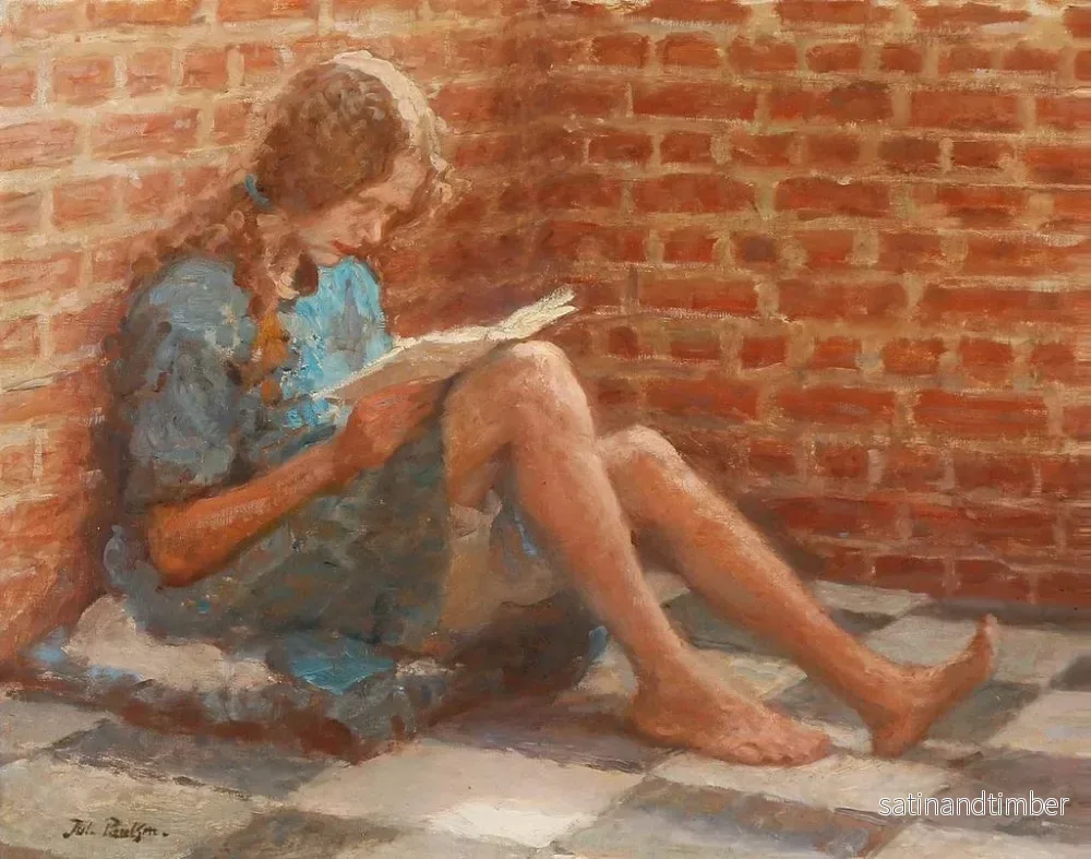 Reproduktion av målningen La jeune fille assise près d'un mur de briques - Julius Paulsen - Bild 2