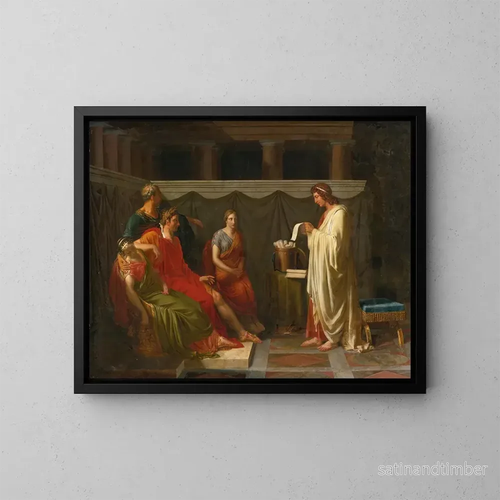 Reproduktion av målningen Virgile läser sin Eneiden framför Augustus - Jean-Bruno Gassies