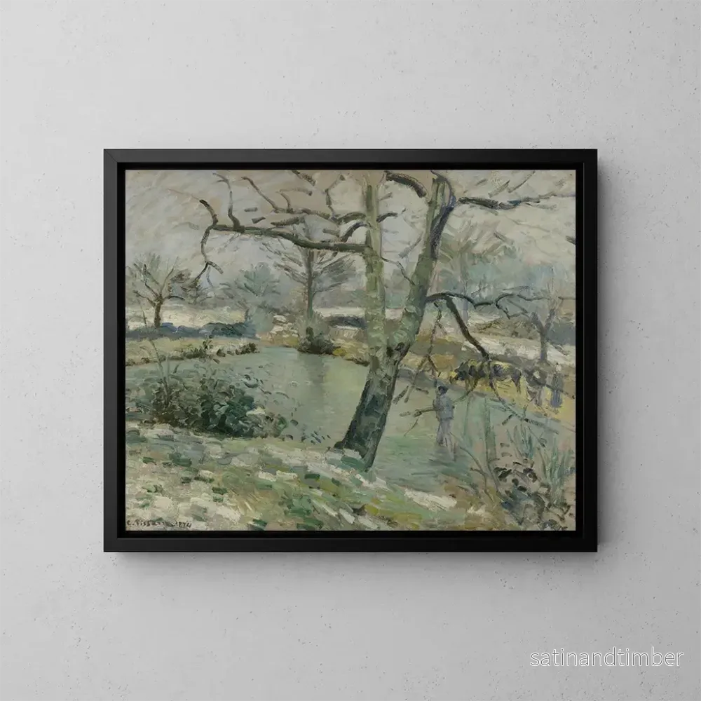 Reproduktion av målningen L'Étang à Montfoucault, Effet d'Hiver - Camille Pissarro