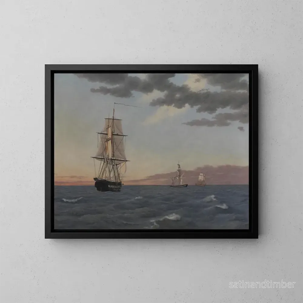 Reproduktion av målningen La Corvette Galathea i ankare för att sända hjälp till briggen Saint Jean - Christoffer Wilhelm Eckersberg