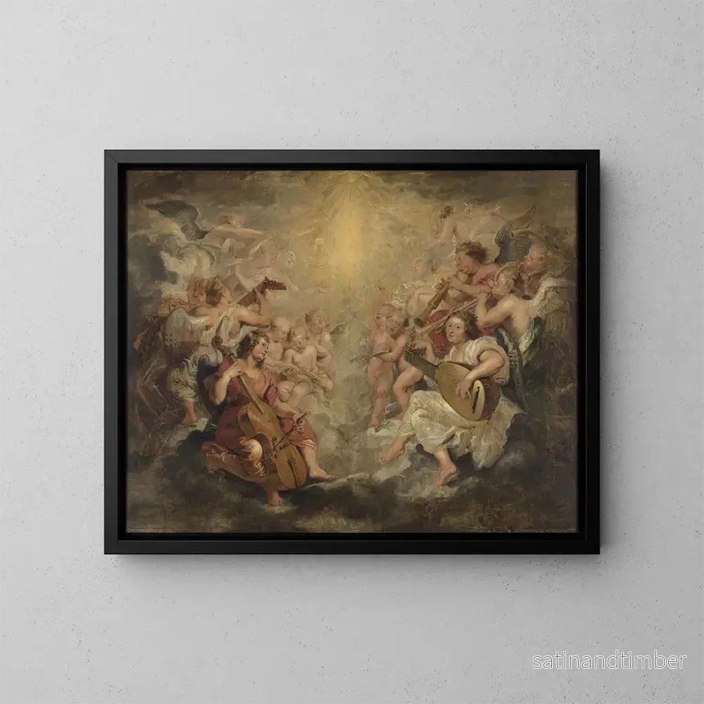 Reproduktion av målningen av änglar som spelar musik - Peter Paul Rubens