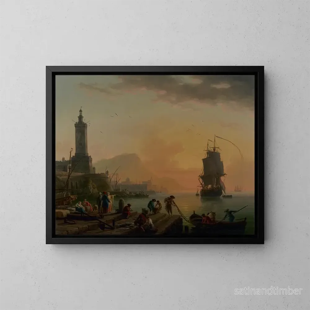 Reproduktion av målningen Avslappnad i en medelhavshamn – Claude-Joseph Vernet Reproduktion av målningen Avslappnad i en medelhavshamn – Claude-Joseph Vernet