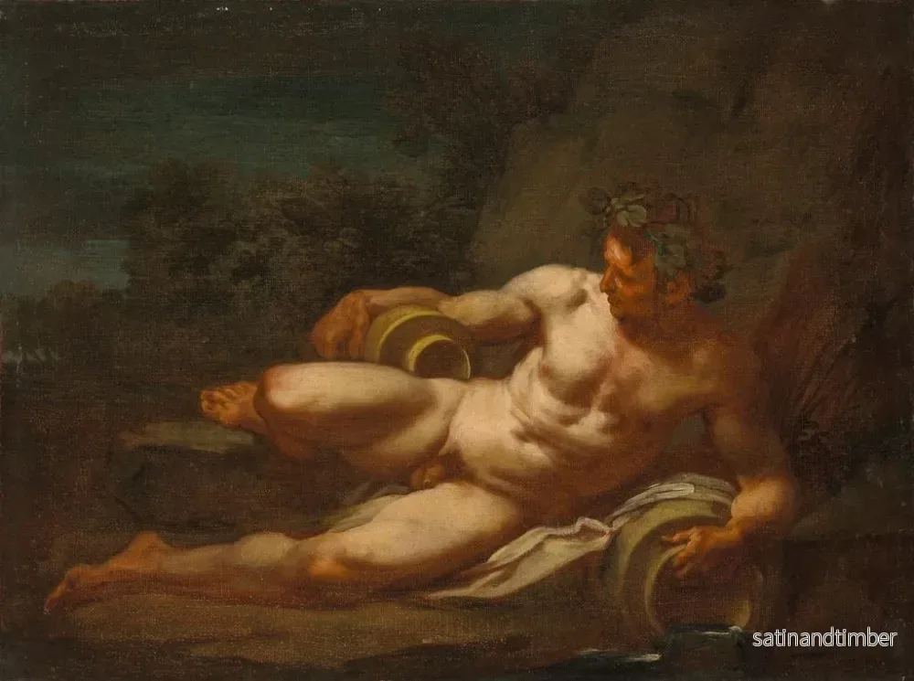 Reproduktion av målningen En flodgud liggande i ett landskap - Nicolas Poussin-skolan - Bild 2