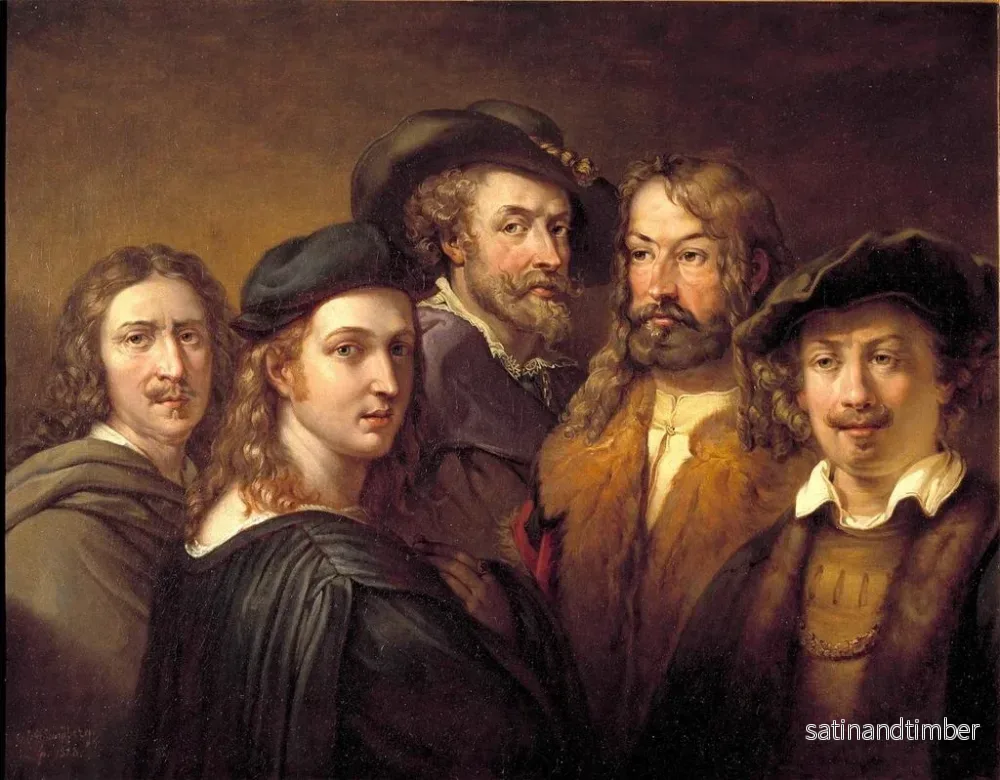 Reproduktion av målningen Rafael, Rembrandt, Nicolas Poussin, Albrecht Dürer och Pierre-Paul Rubens - Johan Gustaf Sandberg - Bild 2
