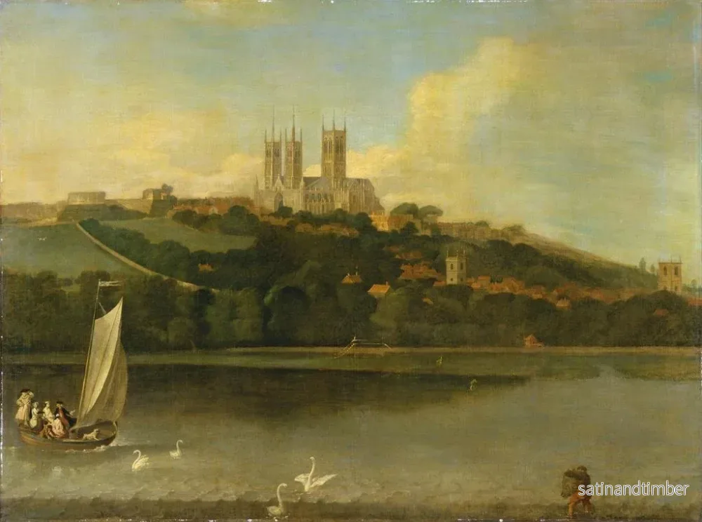 Reproduktion av målningen Vue de la cathédrale et de la ville de Lincoln depuis la rivière - Joseph Baker de Lincoln - Bild 2